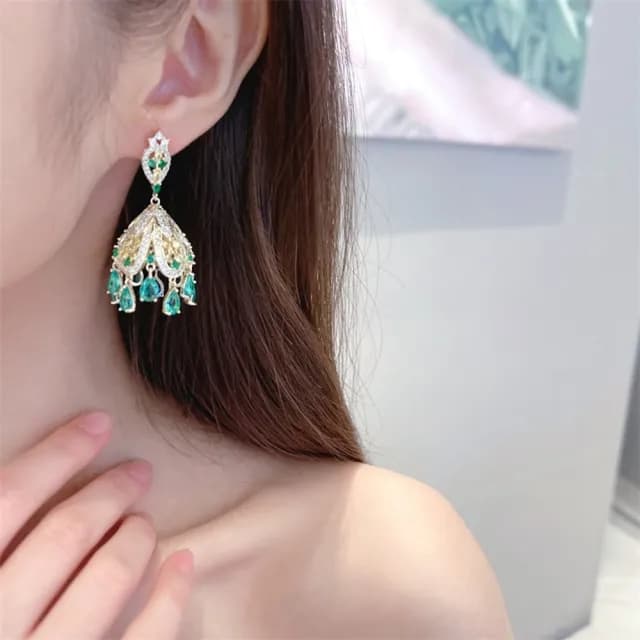 【巴黎精品】現貨+預購 鋯石耳環925純銀耳針(法式宮廷風吊燈生日母親節禮物女飾品2色p1bk59)