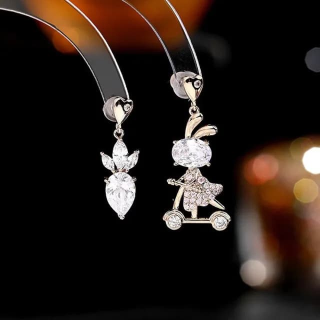 【巴黎精品】現貨+預購 鋯石耳環925純銀耳針(胡蘿蔔滑板車小兔子生日情人節禮物女飾品2色p1bk83)