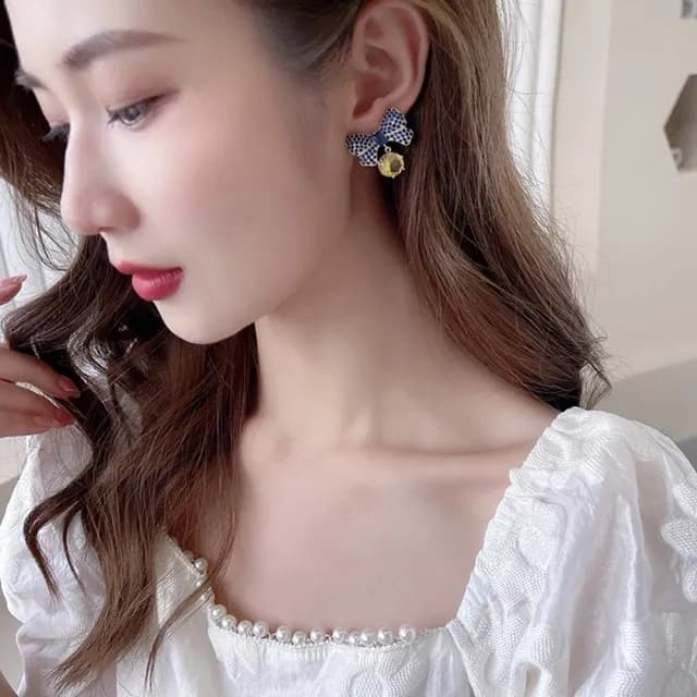 【巴黎精品】現貨+預購 鋯石耳環925純銀耳針(蝴蝶結復古滿鑽生日母親節禮物女飾品p1bk69)