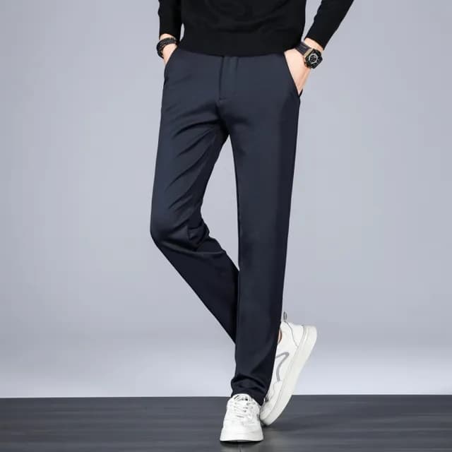 【米蘭精品】現貨+預購 休閒褲長褲(錦綸高彈休閒男士直筒男褲子父親節禮物2色74er13)