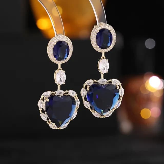 【巴黎精品】現貨+預購 鋯石耳環925純銀耳針(心形吊墜耀眼生日母親節禮物女飾品3色p1bk42)