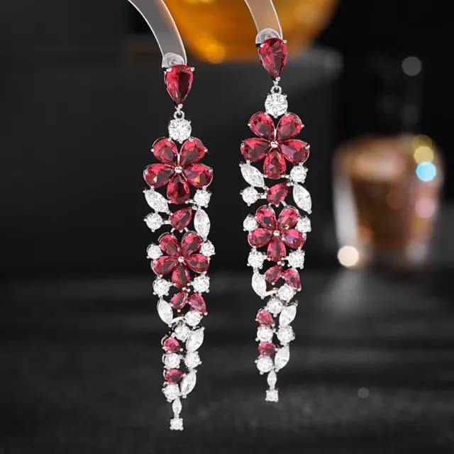 【巴黎精品】現貨+預購 鋯石耳環925純銀耳針(花朵長流蘇水滴生日母親節禮物女飾品3色p1bk48)