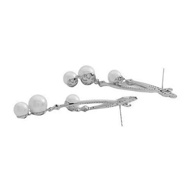 【巴黎精品】現貨+預購 鋯石耳環925純銀耳針(交叉線條珍珠生日母親節禮物女飾品p1bk2)