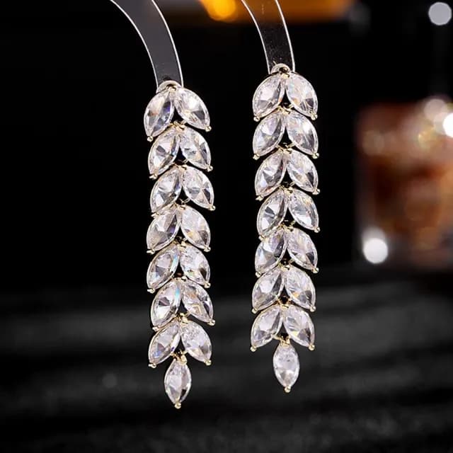 【巴黎精品】現貨+預購 鋯石耳環925純銀耳針(麥穗漸層長款生日母親節禮物女飾品7色p1bk27)