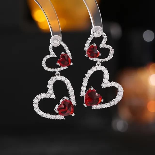 【巴黎精品】現貨+預購 鋯石耳環925純銀耳針(心心相印鏤空生日母親節禮物女飾品2色p1bk38)