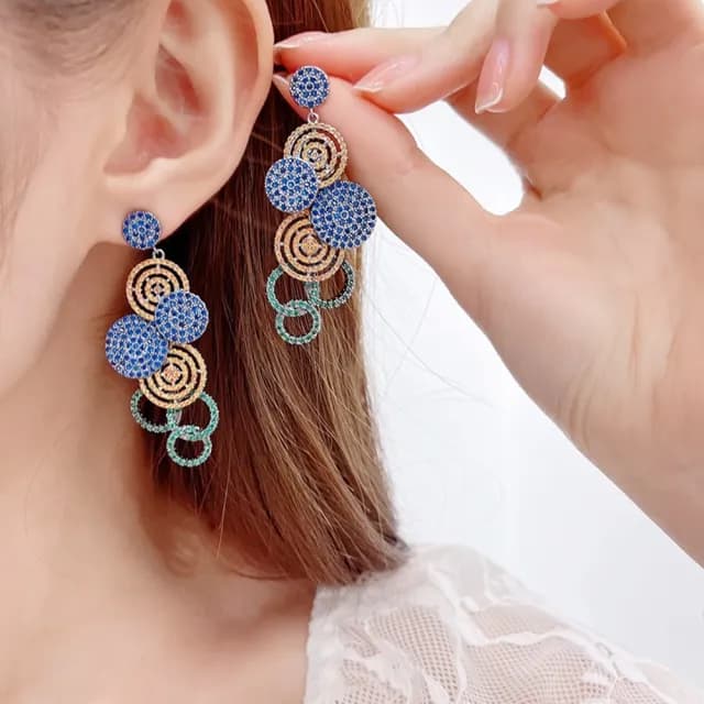 【巴黎精品】現貨+預購 鋯石耳環925純銀耳針(拼色幾何圓環生日母親節禮物女飾品2色p1bk72)