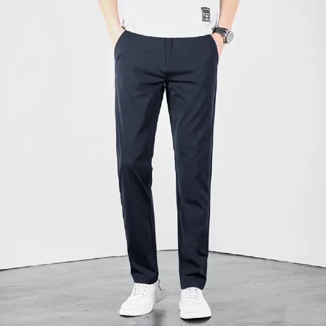 【米蘭精品】現貨+預購 休閒褲長褲(彈力薄款直筒純色男褲子父親節禮物4色74er31)