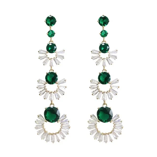 【巴黎精品】現貨+預購 鋯石耳環925純銀耳針(扇形幾何長款生日母親節禮物女飾品3色p1bk4)