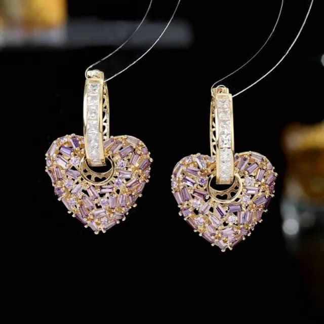 【巴黎精品】現貨+預購 鋯石耳環925純銀耳針(鏤空愛心兩戴生日母親節禮物女飾品3色p1bk21)