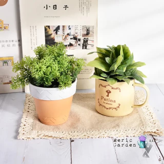 【Meric Garden】創意北歐仿真療癒小綠植盆栽/桌面裝飾擺設_2款任選(假綠植物 療癒小物 假花盆栽)