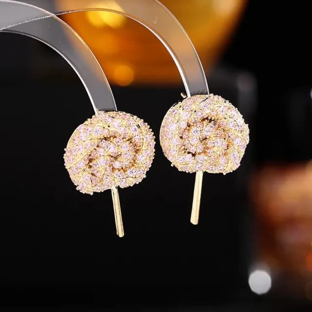 【巴黎精品】現貨+預購 鋯石耳環925純銀耳針(甜美彩色棒棒糖生日母親節禮物女飾品3色p1bk100)