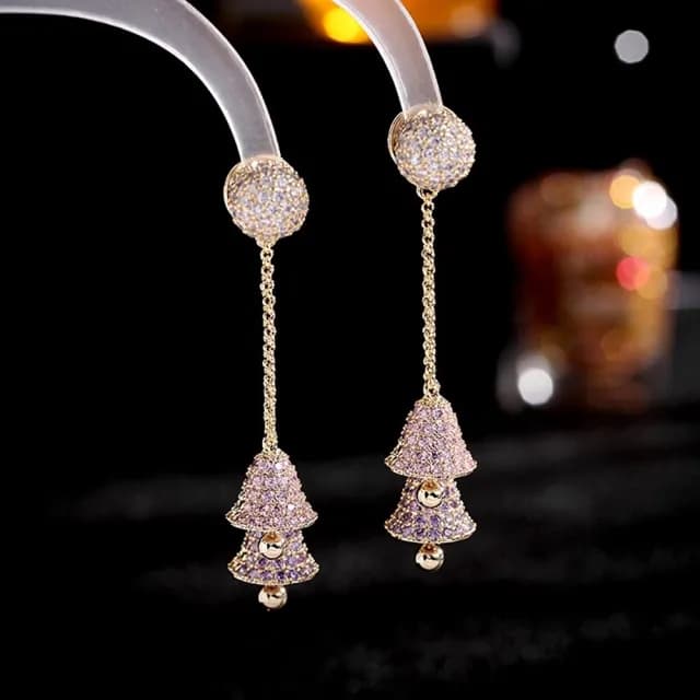 【巴黎精品】現貨+預購 鋯石耳環925純銀耳針(長款鈴鐺流蘇生日母親節禮物女飾品3色p1bk91)