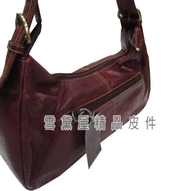 【SNOW.bagshop】情人節禮物 真皮 水餃包肩背包中容量(真皮包包 主袋內二隔層二拉鍊暗袋復古設計100%進口牛
