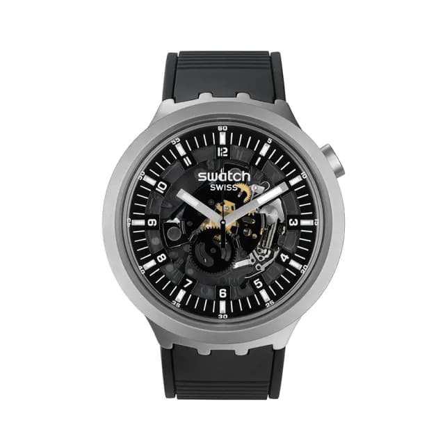 【SWATCH】DARK IRONY 大錶面金屬手錶/男錶/女錶/瑞士製造 SB07S105(47mm)