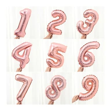 16吋浪漫玫瑰金數字鋁模氣球1個(生日派對 求婚告白 畢業跨年 週年紀念 寶寶周歲 布置)
