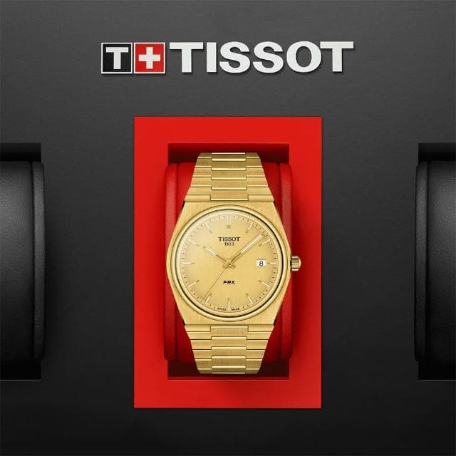 【TISSOT 天梭 官方授權】PRX系列 復古風酒桶型紳士石英錶-40mm 情人節 禮物(T1374103302100)
