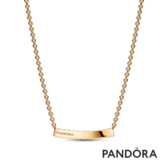 【Pandora 官方直營】Pandora Timeless 密鑲寶石飾條短項鏈-絕版品