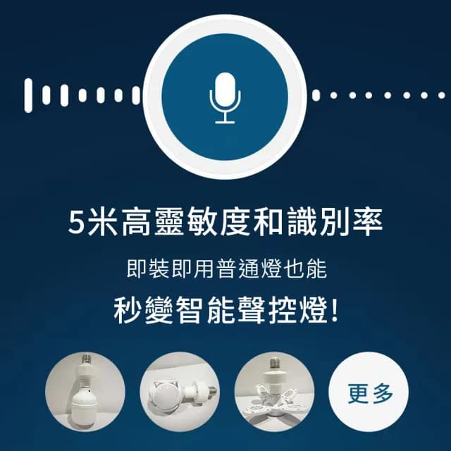 【聆翔】智能語音LED燈頭(智能語音燈頭 開燈關燈神器 智能燈座 聲控燈 遙控燈座 語音燈座 E27燈泡)