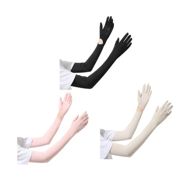 【Kyhome】戶外抗UV防曬冰絲涼感袖套 冰絲手套 翻蓋觸屏手套 UPF50+防紫外線 運動/戶外作業/騎行 交換禮物