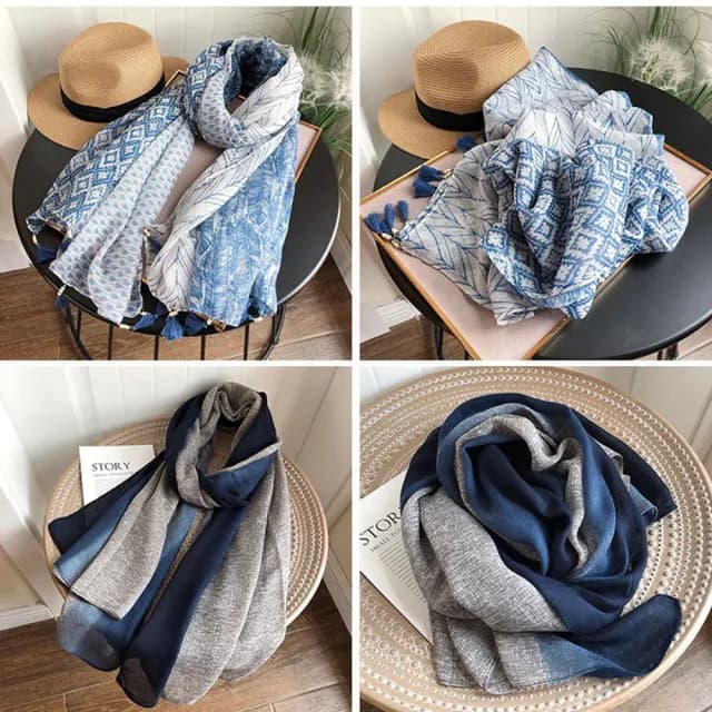 【La Morongo 樂木嚴選】日韓雜誌款流行圍巾3件一組 款式隨機(時尚 舒適 流行 搭配)