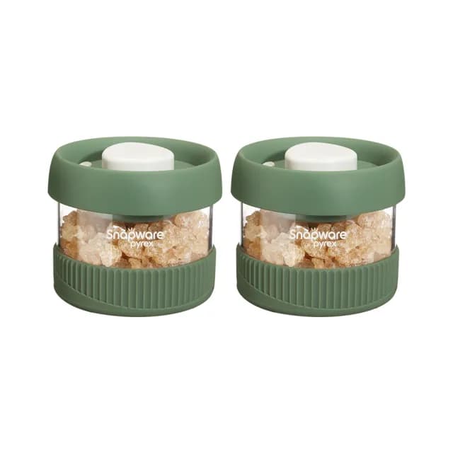 【CorelleBrands 康寧餐具】按壓真空玻璃儲物罐480ML兩件組(B02)