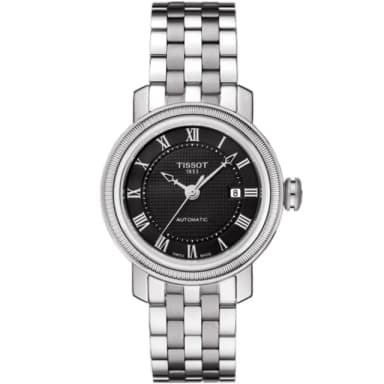 【TISSOT 天梭 官方授權】Bridgeport 優雅女仕機械腕錶-29mm/黑 情人節 禮物(T0970071105300)