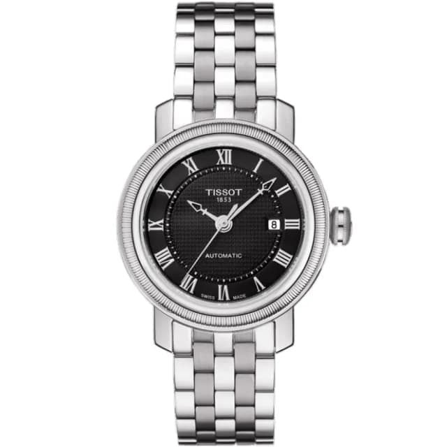 【TISSOT 天梭 官方授權】Bridgeport 優雅女仕機械腕錶-29mm/黑 情人節 禮物(T0970071105300)