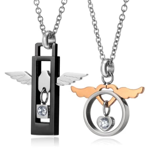 【GIUMKA】快速．情人項鍊．墜入凡間的天使．黑/玫(情人節禮物)