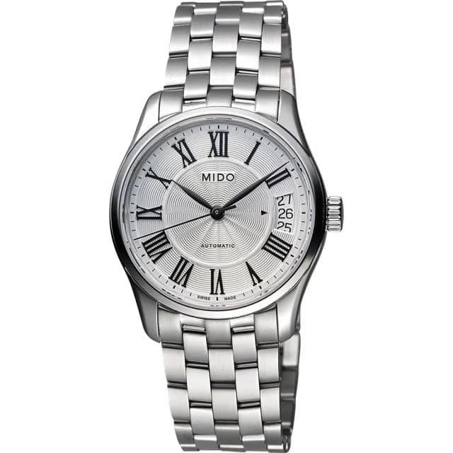 【MIDO 美度】官方授權 Belluna II Lady 羅馬機械女錶-銀/33mm 手錶 禮物 推薦(M0242071103300)