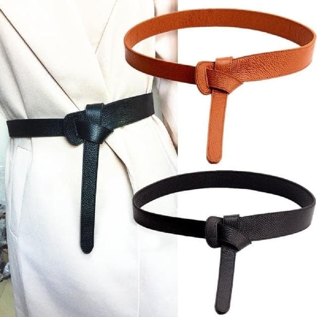 【米蘭精品】現貨+預購 皮帶真皮腰帶(打結簡約百搭牛皮女配件情人節生日聖誕節交換禮物3色74eg4)