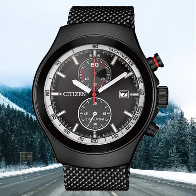 【CITIZEN 星辰】Chronograph系列 型男必備 光動能三眼計時腕錶 畢業禮物 送禮 推薦(CA7015-82E)