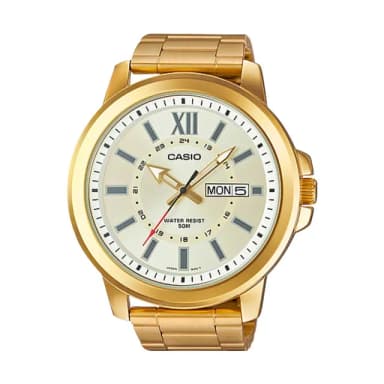 【CASIO 卡西歐】金色大方_送禮推薦_時尚不鏽鋼石英男錶(MTP-X100G)