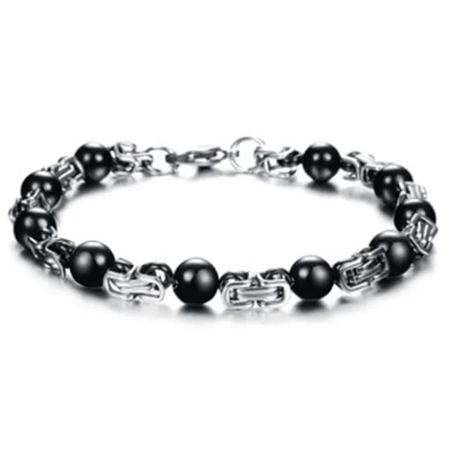 【米蘭精品】父親節禮物 鈦鋼手鍊流行飾品(時尚個性黑珠情人節生日聖誕節交換禮物男配件73cp15)