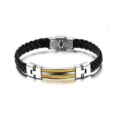 【米蘭精品】現貨+預購 皮革手環鈦鋼手鍊男飾品(簡單個性編織設計生日情人節聖誕節交換禮物73cq13)