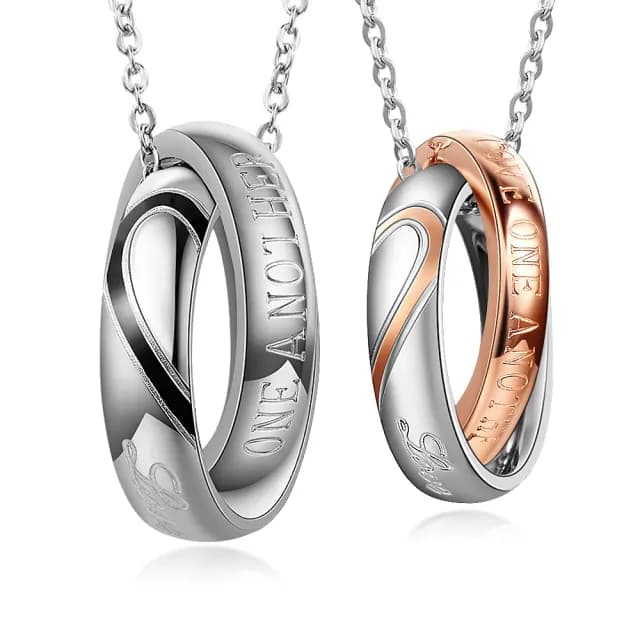 【GIUMKA】情侶對鍊．項鍊．尋找真愛．黑/玫(情人節禮物)