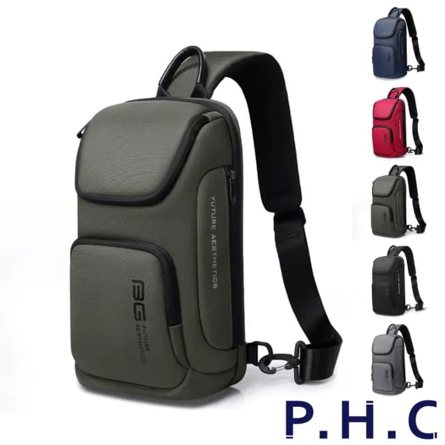 【PHC】情人節禮物 戶外情侶款防水包 斜背胸包(現+預 黑色／軍綠色／灰色／紅色／藍色)