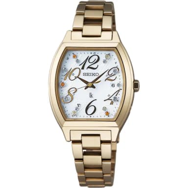 【SEIKO 精工】精工 LUKIA 聖誕限量太陽能電波女錶-銀x金/27mm 母親節 禮物 送禮(1B22-0BB0K  SSVW084J)