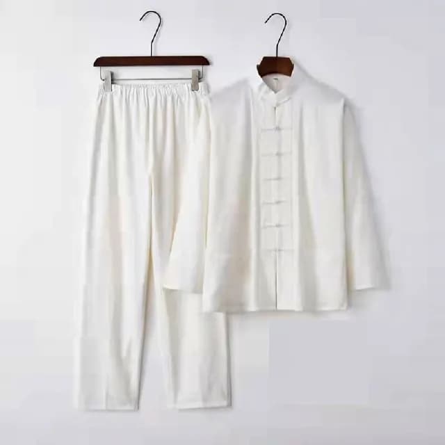 【巴黎精品】父親節禮物 新中式 唐裝漢服套裝兩件套(中國風復古立領長袖長褲男套裝9色a1bx13)