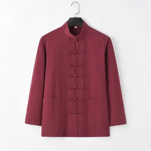 【巴黎精品】父親節禮物 新中式 唐裝漢服上衣(中國風復古手工盤扣長袖男上衣7色a1bx52)