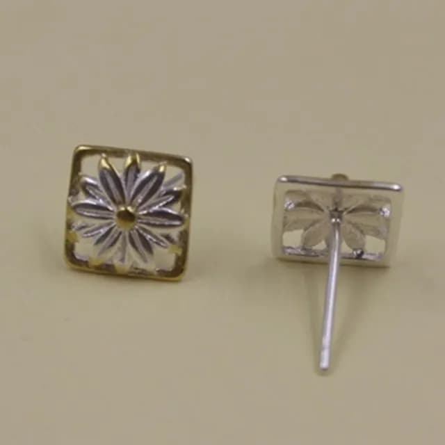 【米蘭精品】現貨+預購 耳環銀飾品耳針式耳飾(正方形立體小花時尚情人節生日禮物聖誕節交換禮物73ag212)