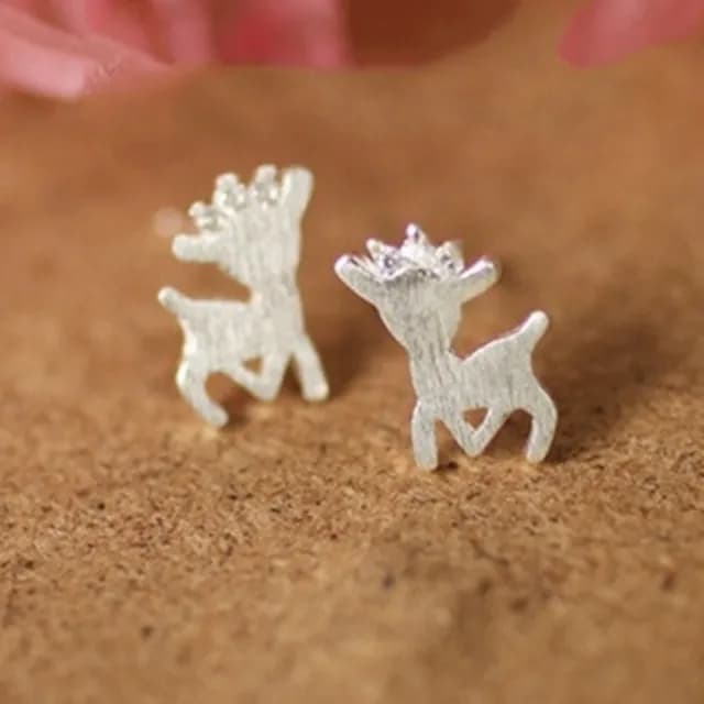 【米蘭精品】現貨+預購 耳環銀飾品耳針式耳飾(清新可愛梅花鹿時尚情人節生日禮物聖誕節交換禮物73ag302)