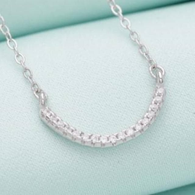 【米蘭精品】現貨+預購 鑲鑽項鍊流行銀飾品(圓弧百搭典雅質感母親節生日情人節聖誕節交換禮物73v139)