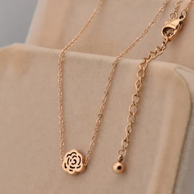 【米蘭精品】現貨+預購 玫瑰金項鍊吊墜子(磨砂小茶花精緻流行飾品情人節生日聖誕節交換禮物71x57)