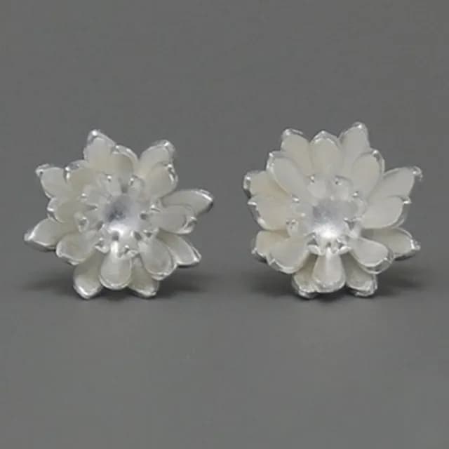 【米蘭精品】現貨+預購 耳環流行銀飾品耳針式耳飾(立體蓮花優雅時尚情人節生日禮物首選2色73ag219)