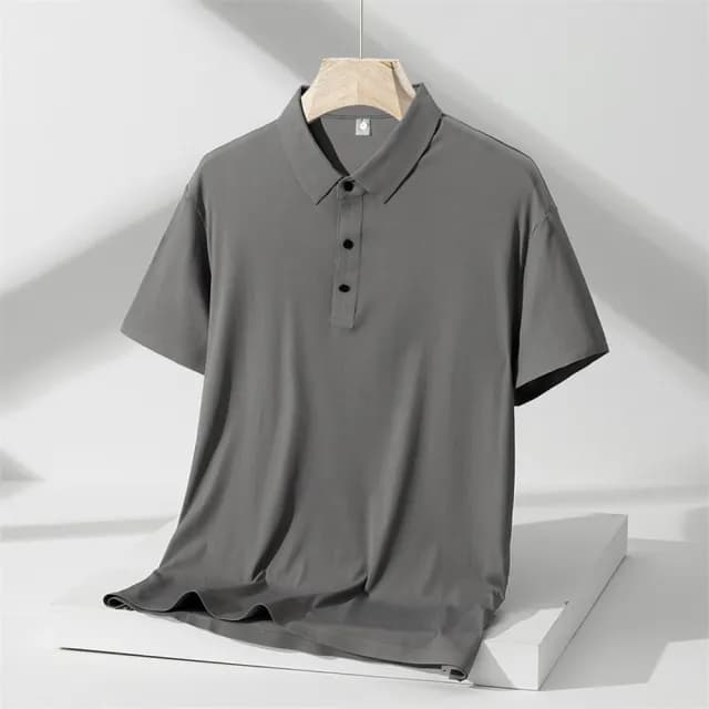 【米蘭精品】現貨+預購 冰絲POLO衫短袖上衣(夏季高彈無痕純色男裝父親節禮物4色74ey13)