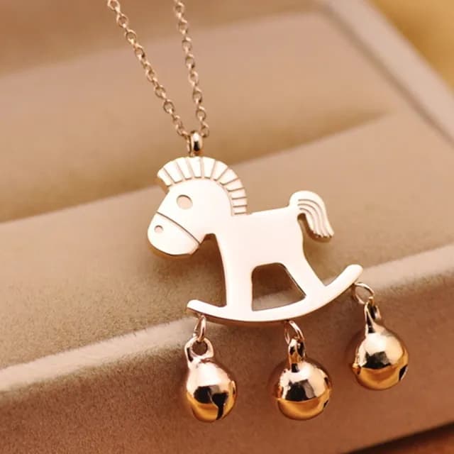 【米蘭精品】現貨+預購 玫瑰金項鍊吊墜子(可愛小馬時尚流行飾品情人節生日聖誕節交換禮物71x28)