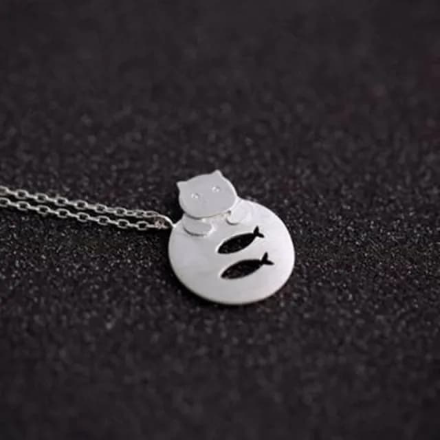 【米蘭精品】現貨+預購 項鍊流行銀飾品(經典可愛貓魚風格母親節生日情人節聖誕節交換禮物73as52)