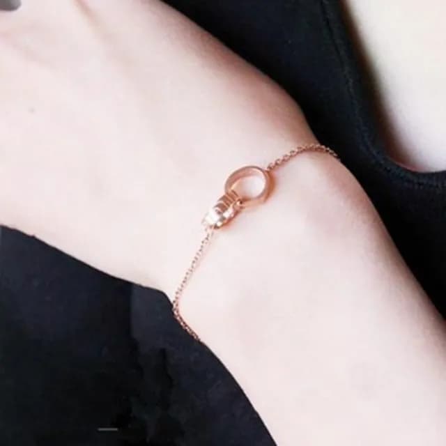 【米蘭精品】現貨+預購 玫瑰金手鍊流行飾品(時尚簡約雙環流行母親節生日情人節聖誕節交換禮物2款71ah18)