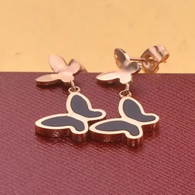 【米蘭精品】現貨+預購 玫瑰金貝殼耳環流行飾品(雙蝴蝶時尚流行母親節生日情人節聖誕節交換禮物71at104)