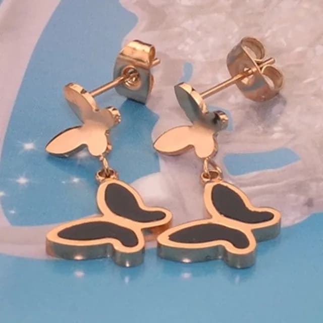 【米蘭精品】現貨+預購 玫瑰金貝殼耳環流行飾品(雙蝴蝶時尚流行母親節生日情人節聖誕節交換禮物71at104)